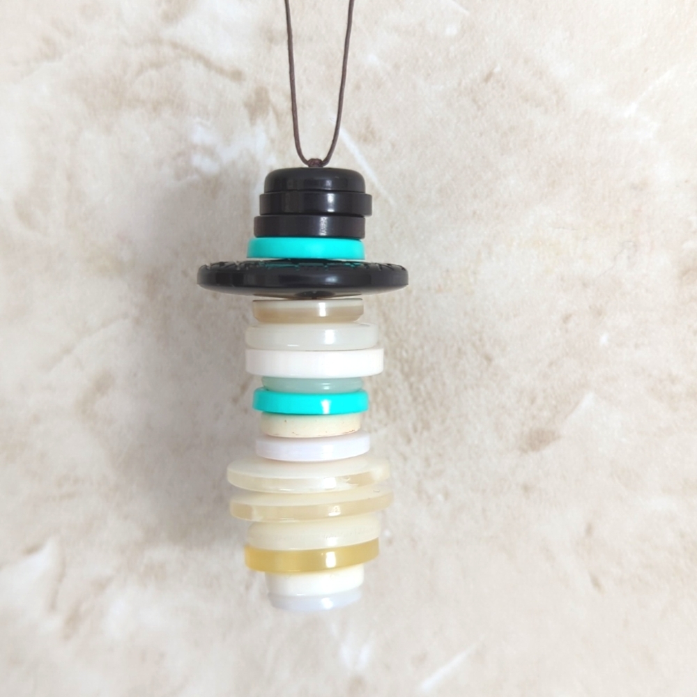 Handmade Christmas Tree Snowman button Ornament